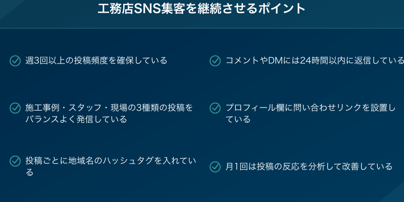 工務店SNS集客を継続させるポイント