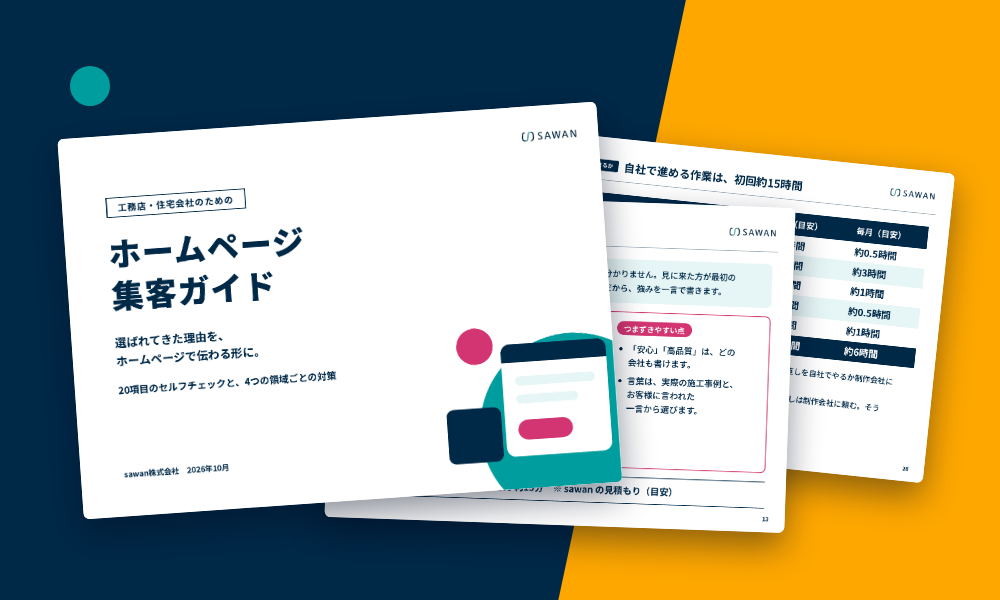 ホームページ集客ガイドの表紙と中のページ